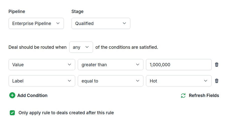 screenshot of Custom Routing Rules